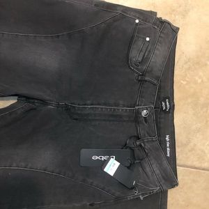 BeBe high rise lace up ankle skinny jeans